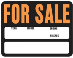 Hillman English Black Auto For Sale Sign 15 in. H X 19 in. W (Pack of 6)