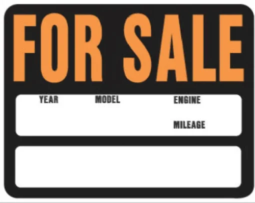 Hillman English Black Auto For Sale Sign 15 in. H X 19 in. W (Pack of 6)