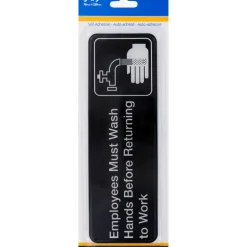 Hillman English Black Health Safety Plaque 3 in. H X 9 in. W (Pack of 6)