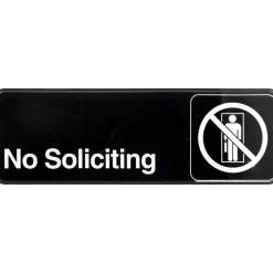Hillman English Black No Soliciting Plaque 3 in. H X 9 in. W (Pack of 6)