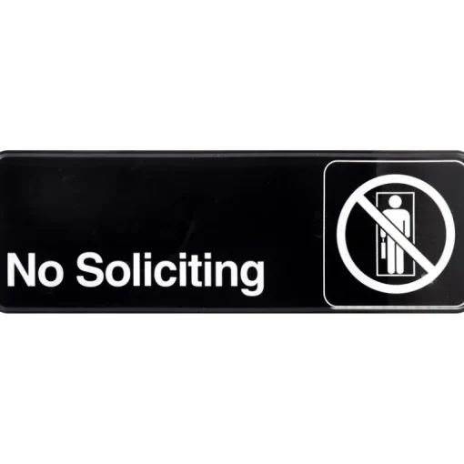 Hillman English Black No Soliciting Plaque 3 in. H X 9 in. W (Pack of 6)