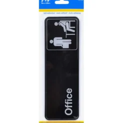 Hillman English Black Office Plaque 3 in. H X 9 in. W (Pack of 6)