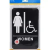 Hillman English Black Restroom Plaque 9 in. H X 6 in. W (Pack of 3)