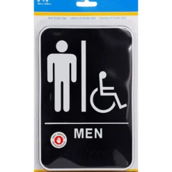 Hillman English Black Restroom Plaque 9 in. H X 6 in. W (Pack of 3)