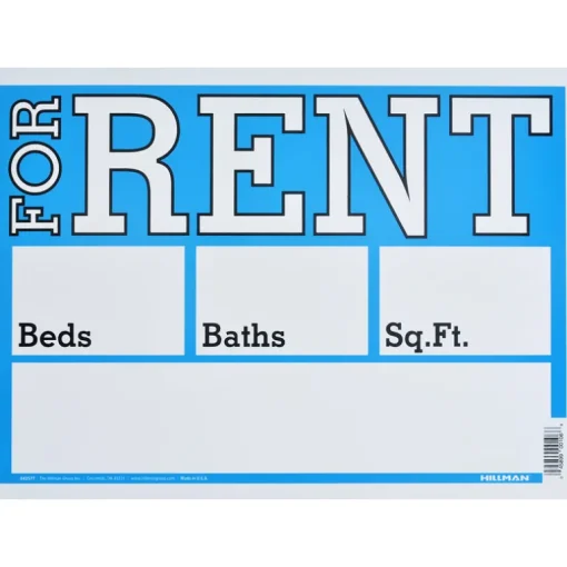Hillman English Blue For Rent Sign 10 in. H X 14 in. W (Pack of 6)