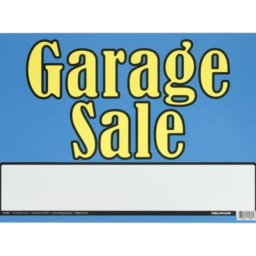 Hillman English Blue Garage Sale Sign 10 in. H X 14 in. W (Pack of 6)