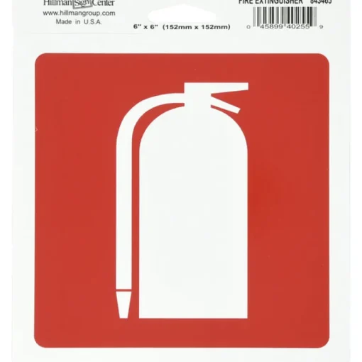 Hillman English Red Fire Extinguisher Decal 6 in. H X 6 in. W (Pack of 6)