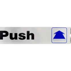 Hillman English Silver Push/Pull Decal 2 in. H X 8 in. W (Pack of 6)