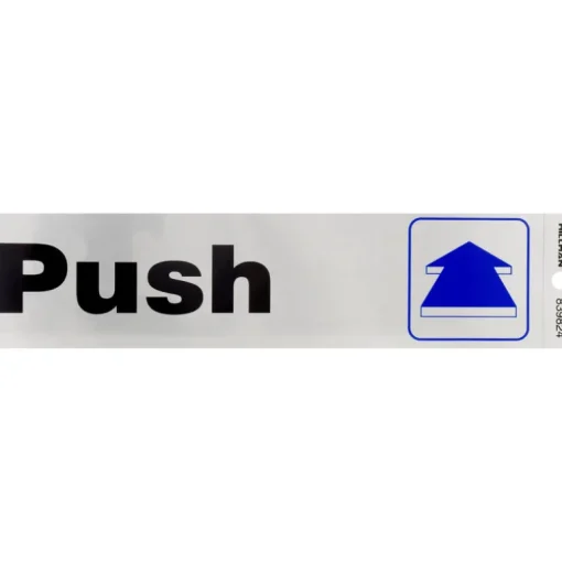 Hillman English Silver Push/Pull Decal 2 in. H X 8 in. W (Pack of 6)