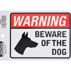 Hillman English White Beware Decal 4 in. H X 6 in. W (Pack of 6)