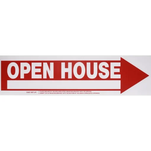 Hillman English White Open House Sign 6 in. H X 24 in. W (Pack of 6)