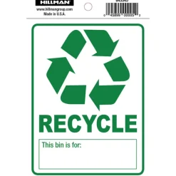Hillman English White Recycle Decal 6 in. H X 4 in. W (Pack of 6)