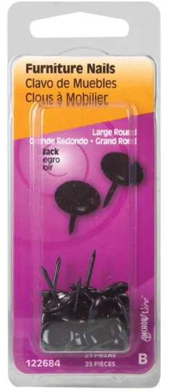 Hillman Large Brass-Plated Black Brass Furniture Nails 25 pk (Pack of 6)