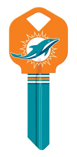 Hillman Miami Dolphines Painted Key House/Office Universal Key Blank Single sided (Pack of 6)