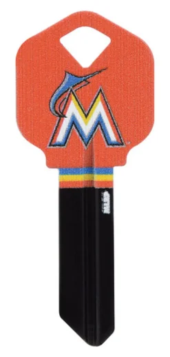 Hillman Miami Marlins Painted Key House/Office Universal Key Blank Single sided (Pack of 6)