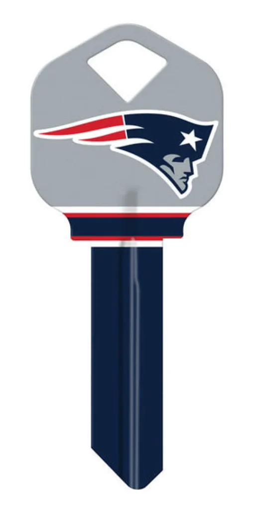 Hillman New England Patriots Painted Key House/Office Universal Key Blank Single sided (Pack of 6)