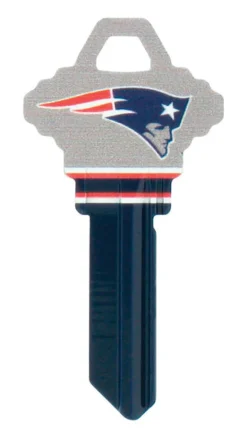 Hillman New England Patriots Painted Key House/Office Universal Key Blank Single sided (Pack of 6)