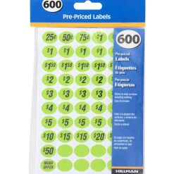 Hillman Oval Green Price Label 600 pk (Pack of 5)