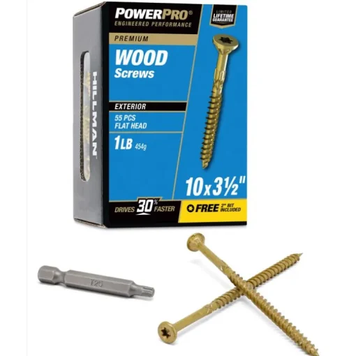 HILLMAN Power Pro No. 10 Ga. X 3-1/2 in. L Bronze Star Flat Head Premium Deck Screws 1 lb 55 pk
