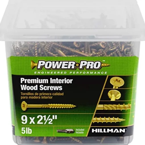 Hillman Power Pro No. 9 X 2-1/2 in. L Star Yellow Zinc Wood Screws 5 lb 501 pk