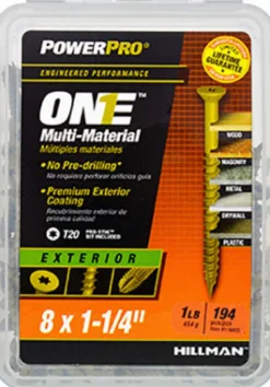 Hillman POWERPRO ONE No. 8 X 1-1/4 in. L Star Flat Head Multi-Material Screw 1 lb 194 pk