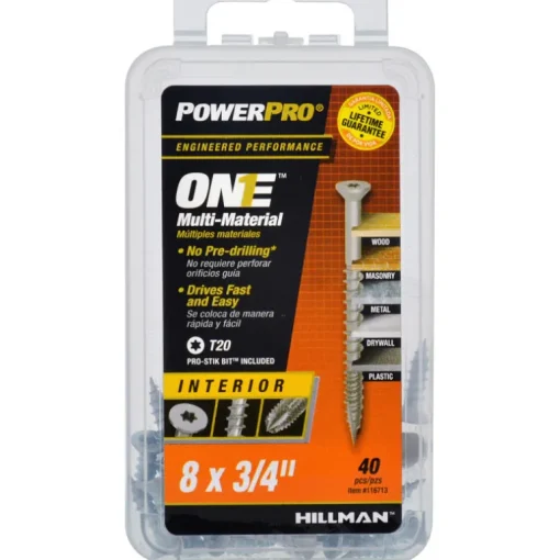Hillman POWERPRO ONE No. 8 X 3/4 in. L Star Flat Head Multi-Material Screw 40 pk