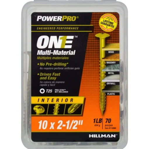 Hillman PowerPro One No. 10 X 2-1/2 in. L Star Wafer Head Multi-Material Screw 1 lb 70 pk
