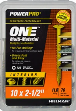 Hillman PowerPro One No. 10 X 2-1/2 in. L Star Wafer Head Multi-Material Screw 1 lb 70 pk