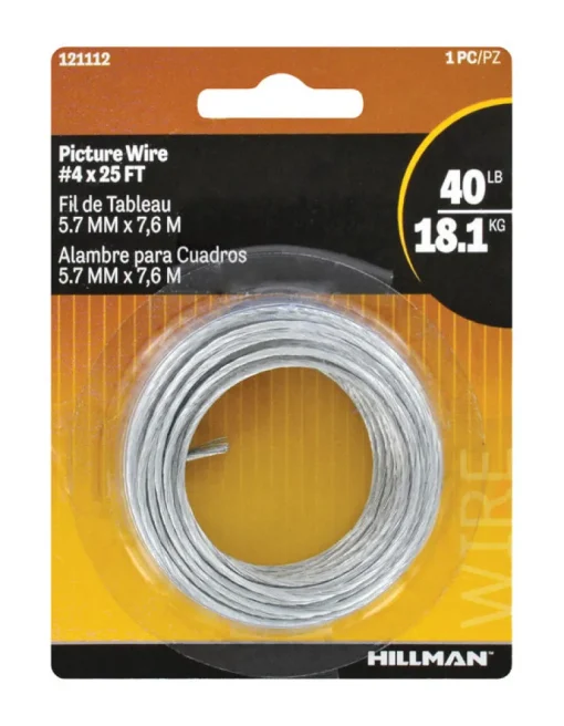 Hillman Steel-Plated Silver Braided Picture Wire 40 lb. 1 pk Steel (Pack of 10)