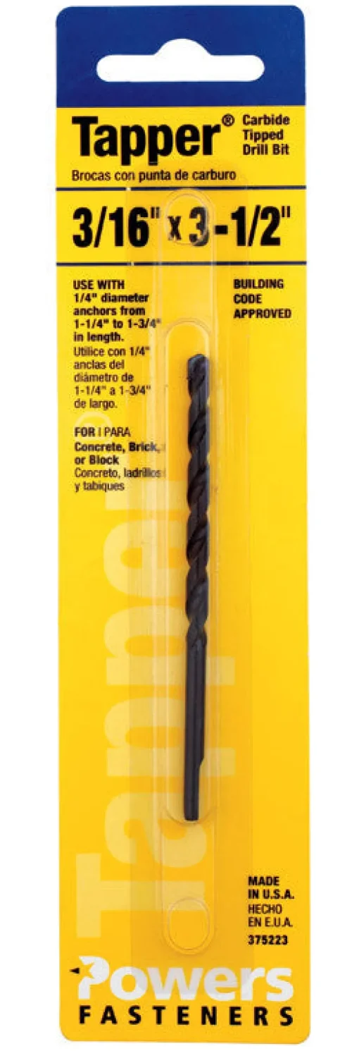HILLMAN Tapper 3/16 in. X 3-1/2 in. L Carbide Tipped Drill Bit Straight Shank 1 pc