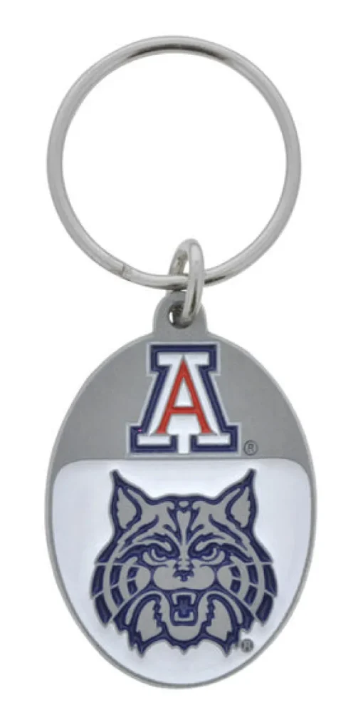 Hillman Univerity of Arizona Metal Silver Decorative Key Chain (Pack of 3)