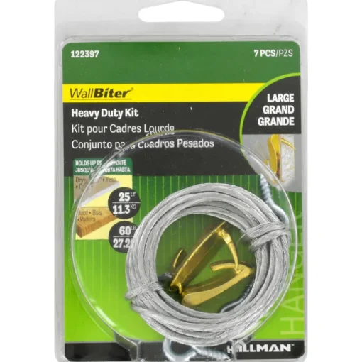 Hillman WallBiter Brass-Plated Heavy Duty Picture Hook Kit 60 lb 1 pk