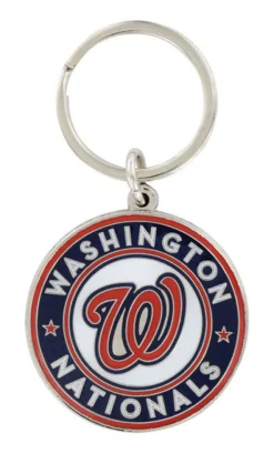 Hillman Washington Nationals Metal Silver Decorative Key Chain (Pack of 3)