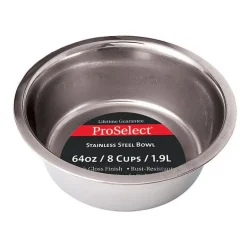 Hilo ProSelect Silver Plain Stainless Steel 64 oz Pet Dish For Dogs