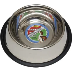 Hilo Silver Non-Skid Stainless Steel 16 oz Pet Dish For Dog