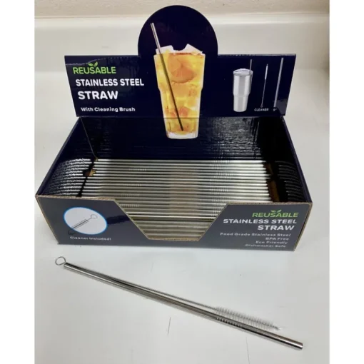 Hitt 9 in. L Silver Stainless Steel Stainless Steel Straw and Cleaning Brush