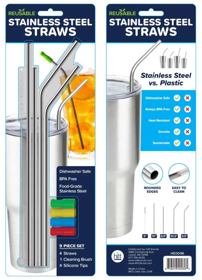 Hitt Brands Multicolored Plastic/Stainless Steel BPA-Free Straw