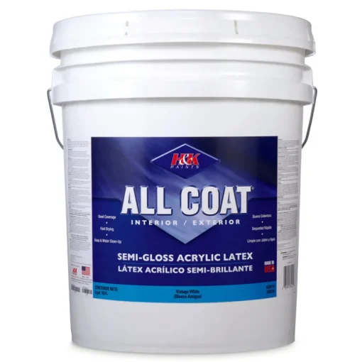 H&K Company All-Coat Semi-Gloss Virginia White Acrylic Latex Paint Indoor/Outdoor 5 gal.