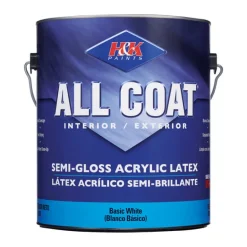 H&K Company All-Coat Semi-Gloss White Acrylic Latex Paint Indoor and Outdoor 1 gal. (Pack of 4)