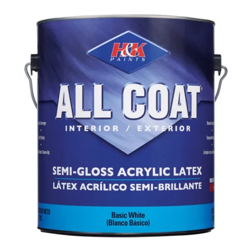 H&K Company All-Coat Semi-Gloss White Acrylic Latex Paint Indoor and Outdoor 1 gal. (Pack of 4)