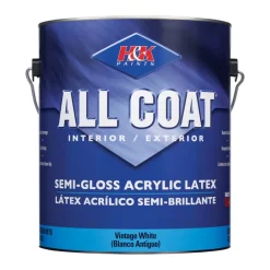 H&K Company All-Coat Semi-Gloss Virginia White Acrylic Latex Paint Indoor/Outdoor 1 gal. (Pack of 4)