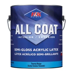 H&K Company All-Coat Semi-Gloss Tawny Beige Acrylic Latex Paint Indoor/Outdoor 1 gal. (Pack of 4)