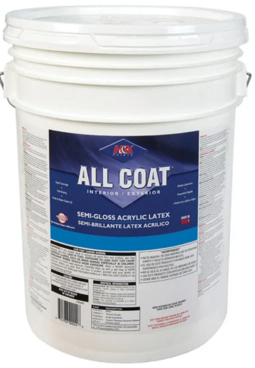 H&K Paint Company Acrylic Latex Paint Interior/Exterior Semi Gloss Vintage White 5 Gl