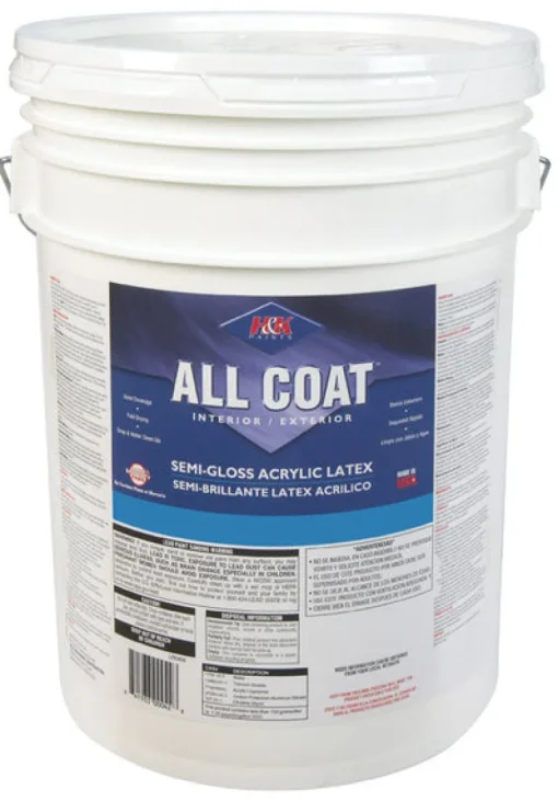 H&K Paint Company Acrylic Latex Paint Interior/Exterior Semi Gloss Basic White 5 Gl