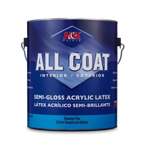 H&K Paints All-Coat Semi-Gloss Autumn Tan Acrylic Latex Paint Indoor/Outdoor 1 gal. (Pack of 4)