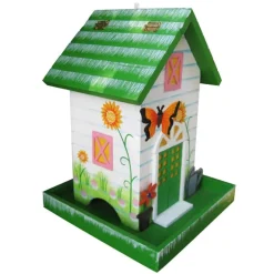 Home Bazaar Butterfly Wild Bird and Finch 1.5 lb. Wood Hopper Bird Feeder 2 ports