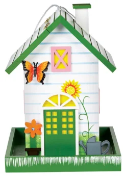 Home Bazaar Butterfly Wild Bird and Finch 1.5 lb. Wood Hopper Bird Feeder 2 ports