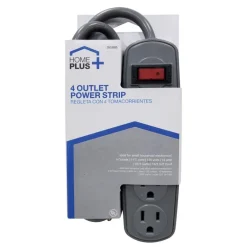 Home Plus 2 ft. L 4 outlets Power Strip Gray
