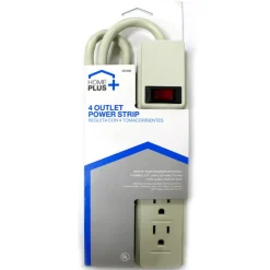 Home Plus 2 ft. L 4 outlets Power Strip Gray