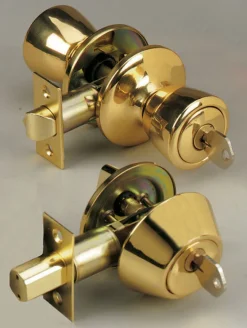 Home Plus Polished Brass Knob and Deadbolt Set 1-3/4 in.